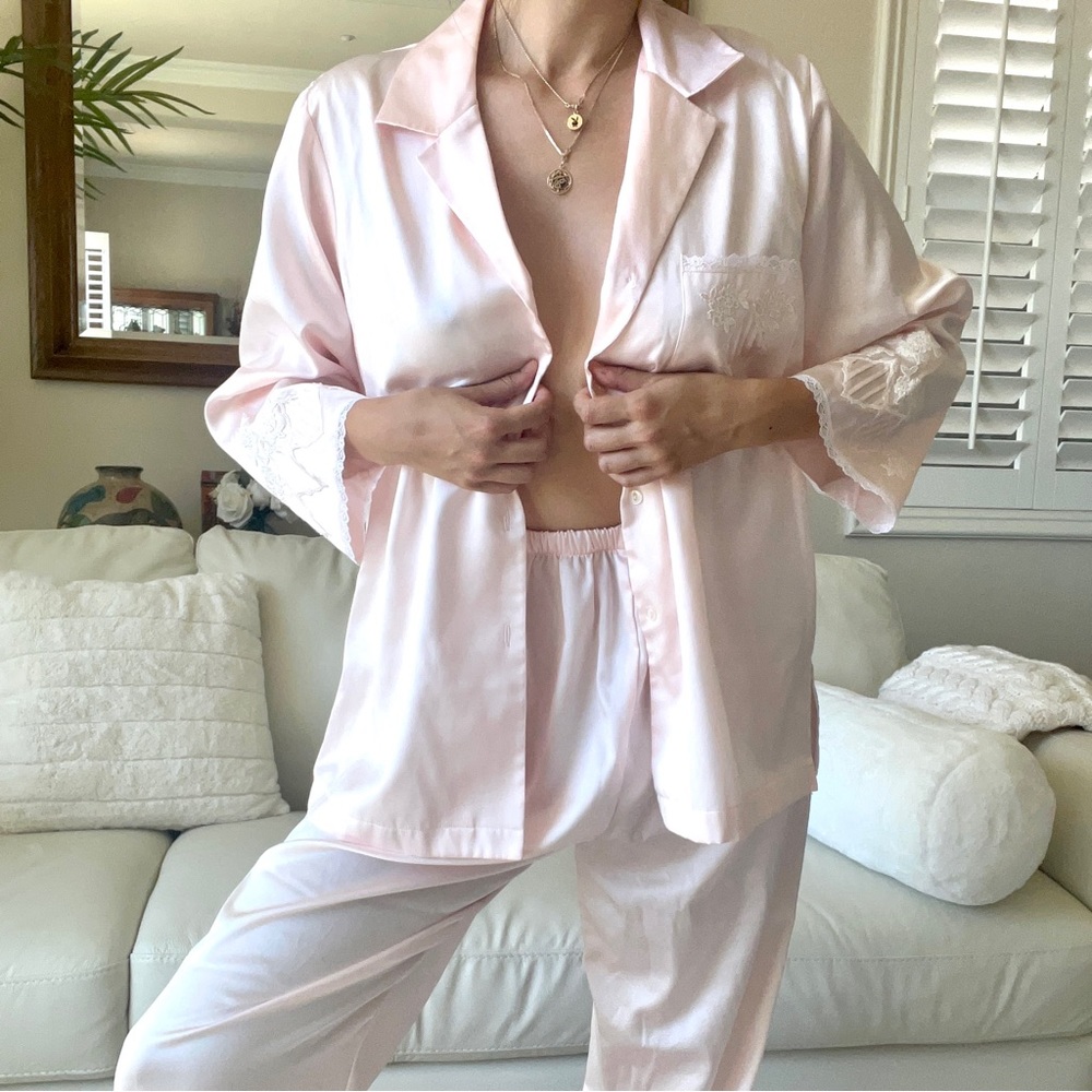 Vintage Oscar De La Renta Satin Sleep Set